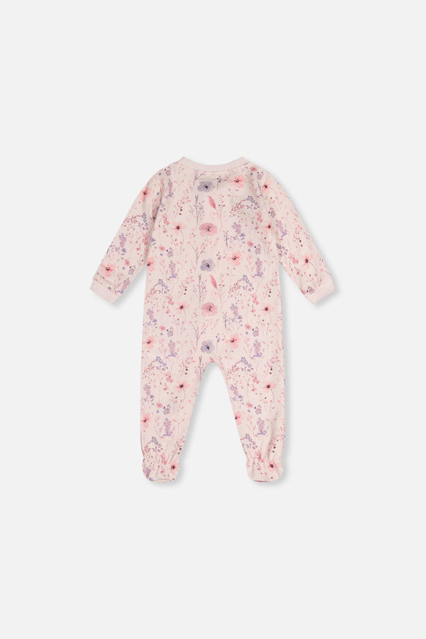 Baby Organic Cotton One Piece Pajama Pink Floral Print - J20PA40_2J235