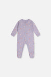 Baby Organic Cotton One Piece Pajama Purple Hedgehog Print - J20PA40_2J236