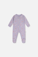 Baby Organic Cotton One Piece Pajama Purple Hedgehog Print - J20PA40_2J236