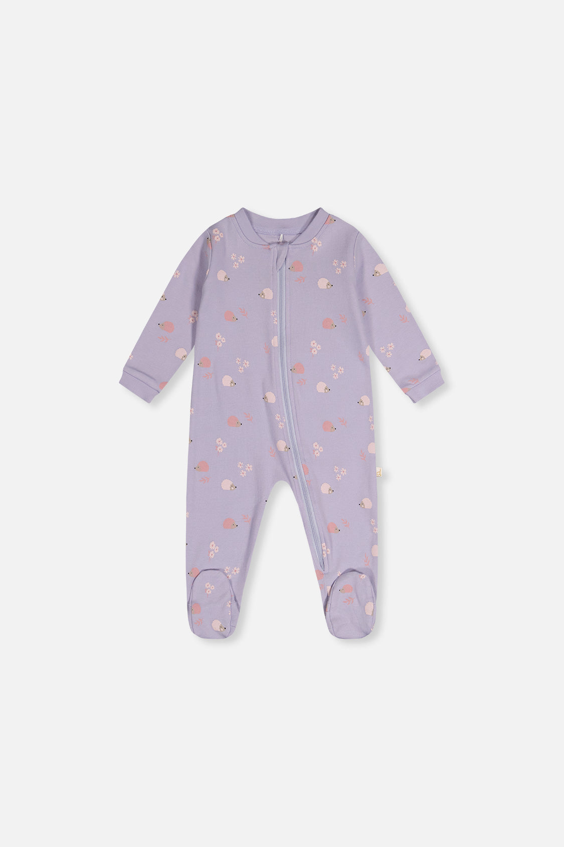 Baby Organic Cotton One Piece Pajama Purple Hedgehog Print - J20PA40_2J236