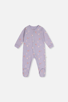 Baby Organic Cotton One Piece Pajama Purple Hedgehog Print - J20PA40_2J236