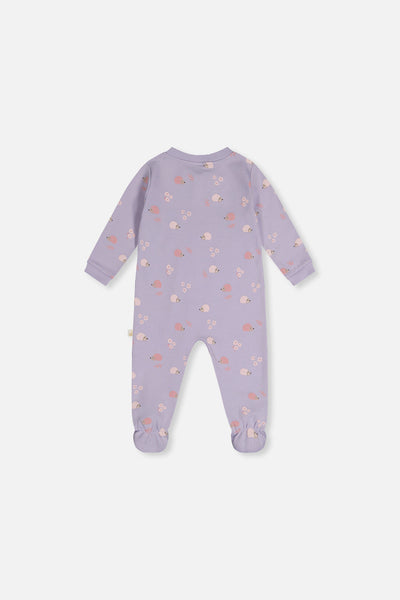 Baby Organic Cotton One Piece Pajama Purple Hedgehog Print - J20PA40_2J236