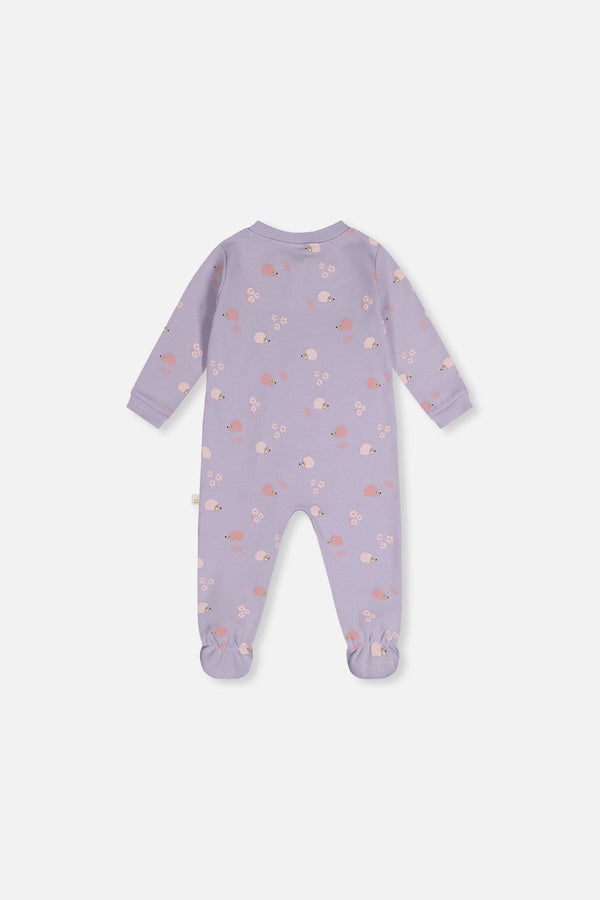 Baby Organic Cotton One Piece Pajama Purple Hedgehog Print - J20PA40_2J236