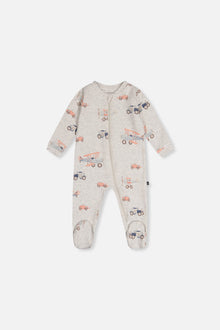 Baby Organic Cotton One Piece Pajama Beige Airplane Print - J20PA40_2J237