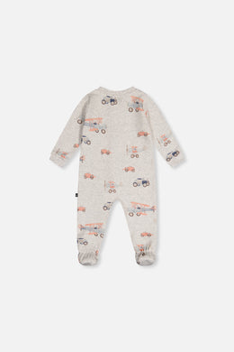 Baby Organic Cotton One Piece Pajama Beige Airplane Print - J20PA40_2J237