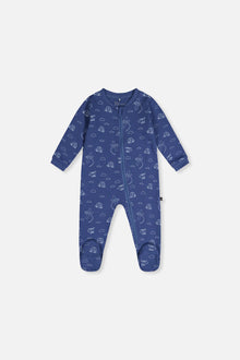 Baby Organic Cotton One Piece Pajama Blue Transport Print - J20PA40_2J238
