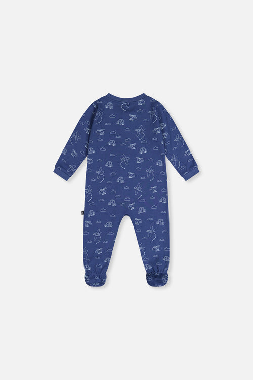 Baby Organic Cotton One Piece Pajama Blue Transport Print - J20PA40_2J238