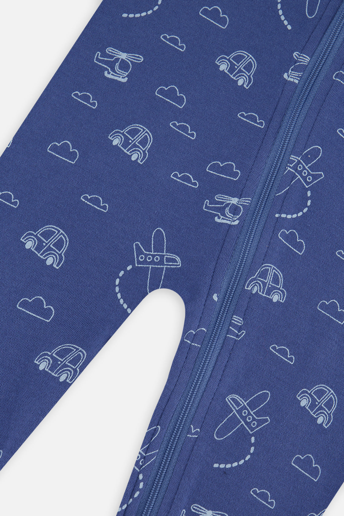 Baby Organic Cotton One Piece Pajama Blue Transport Print - J20PA40_2J238