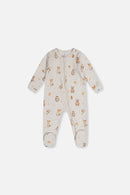 Baby Organic Cotton One Piece Pajama Beige Animal Print - J20PA40_2J240