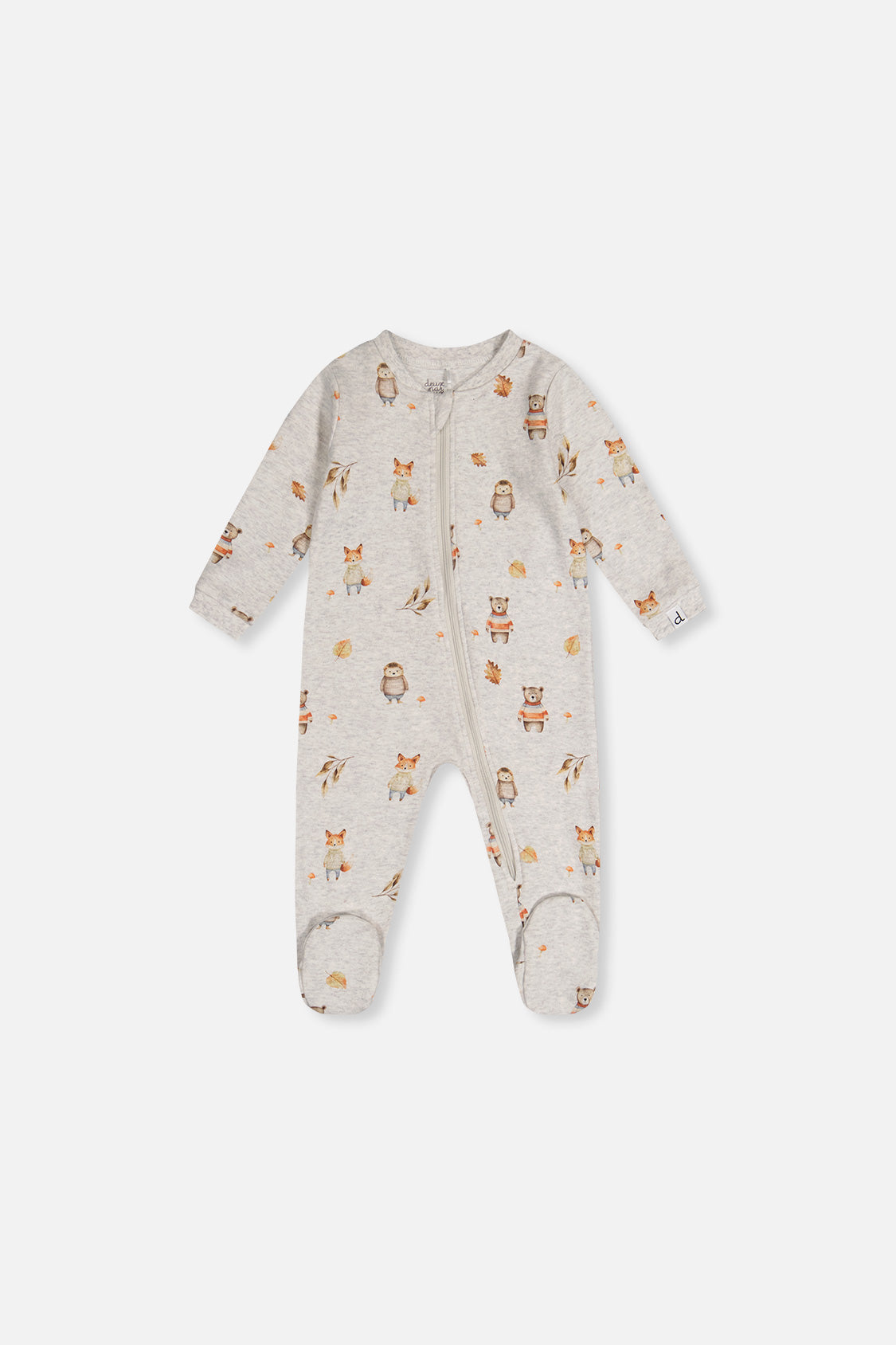 Baby Organic Cotton One Piece Pajama Beige Animal Print - J20PA40_2J240