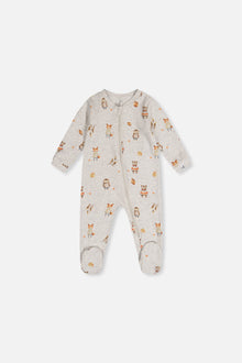 Baby Organic Cotton One Piece Pajama Beige Animal Print - J20PA40_2J240