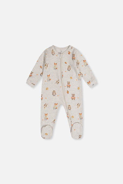 Baby Organic Cotton One Piece Pajama Beige Animal Print - J20PA40_2J240