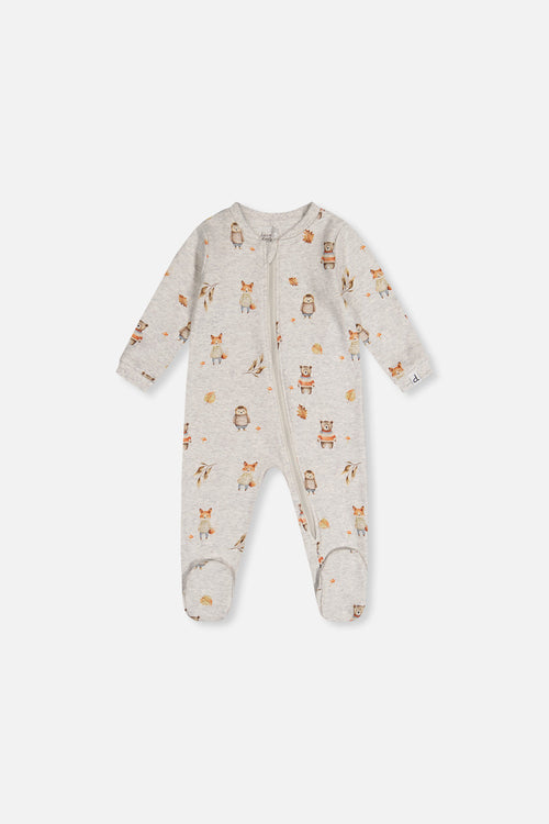 Baby Organic Cotton One Piece Pajama Beige Animal Print - J20PA40_2J240