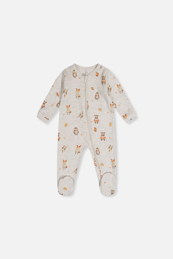 Baby Organic Cotton One Piece Pajama Beige Animal Print - J20PA40_2J240