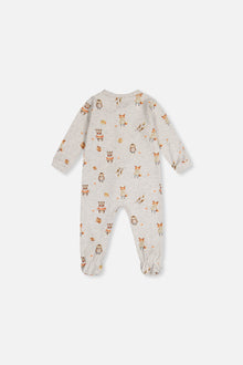 Baby Organic Cotton One Piece Pajama Beige Animal Print - J20PA40_2J240