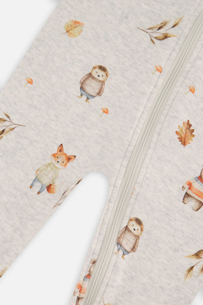 Baby Organic Cotton One Piece Pajama Beige Animal Print - J20PA40_2J240