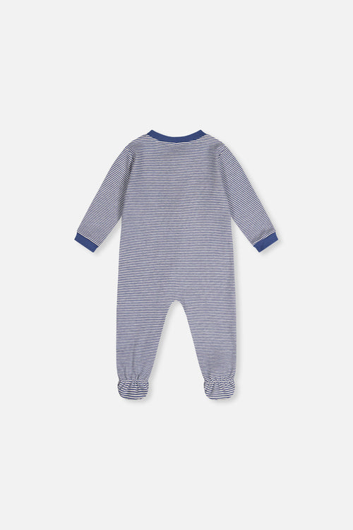 Baby Organic Cotton One Piece Pajama Blue Stripe Print - J20PA40_2J241