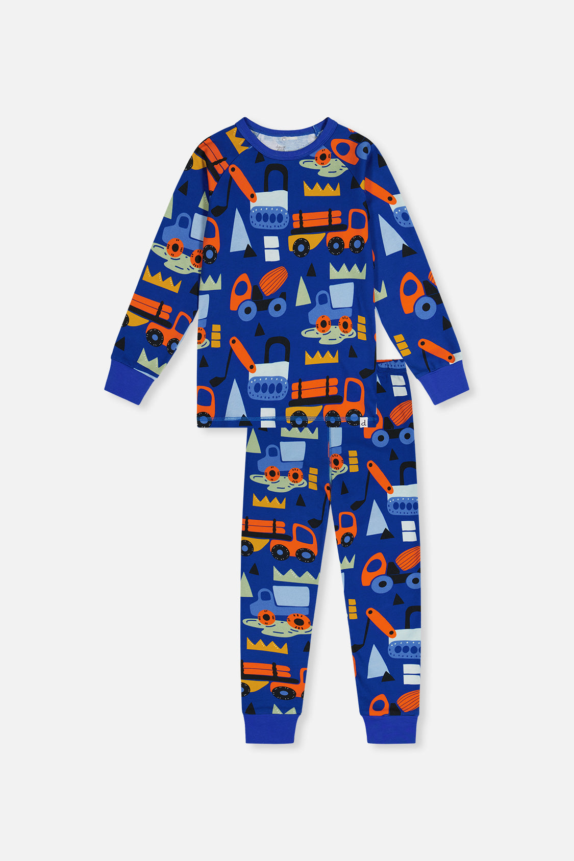 Organic Cotton Two Piece Pajama Set Blue Truck Print - J20PB10US_2J225
