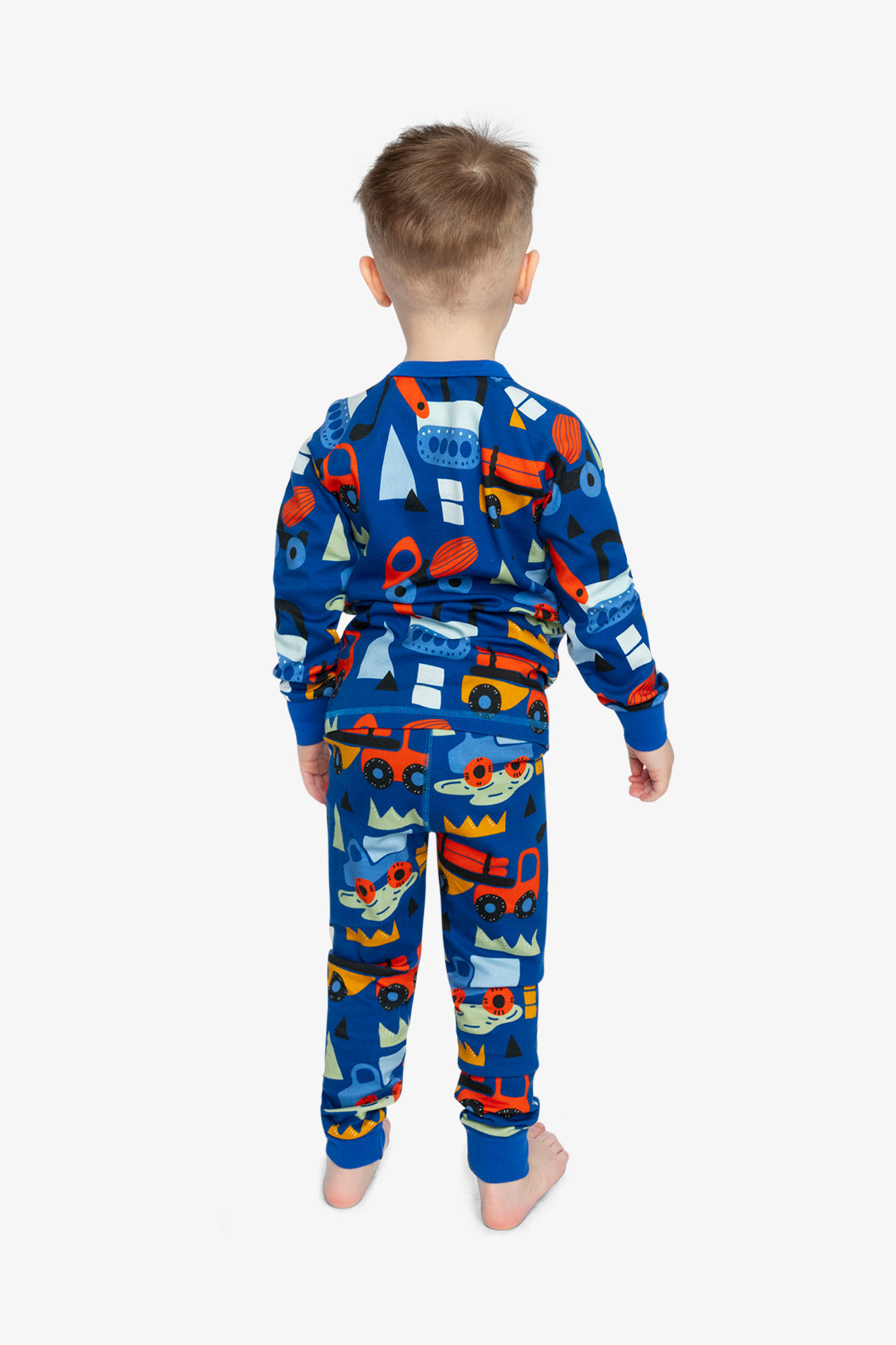Organic Cotton Two Piece Pajama Set Blue Truck Print - J20PB10US_2J225