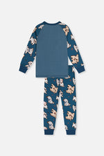 Organic Cotton Two Piece Pajama Set Turquoise Dog Print - J20PB10US_2J226