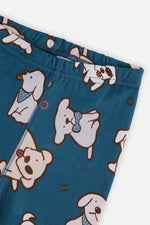Organic Cotton Two Piece Pajama Set Turquoise Dog Print - J20PB10US_2J226
