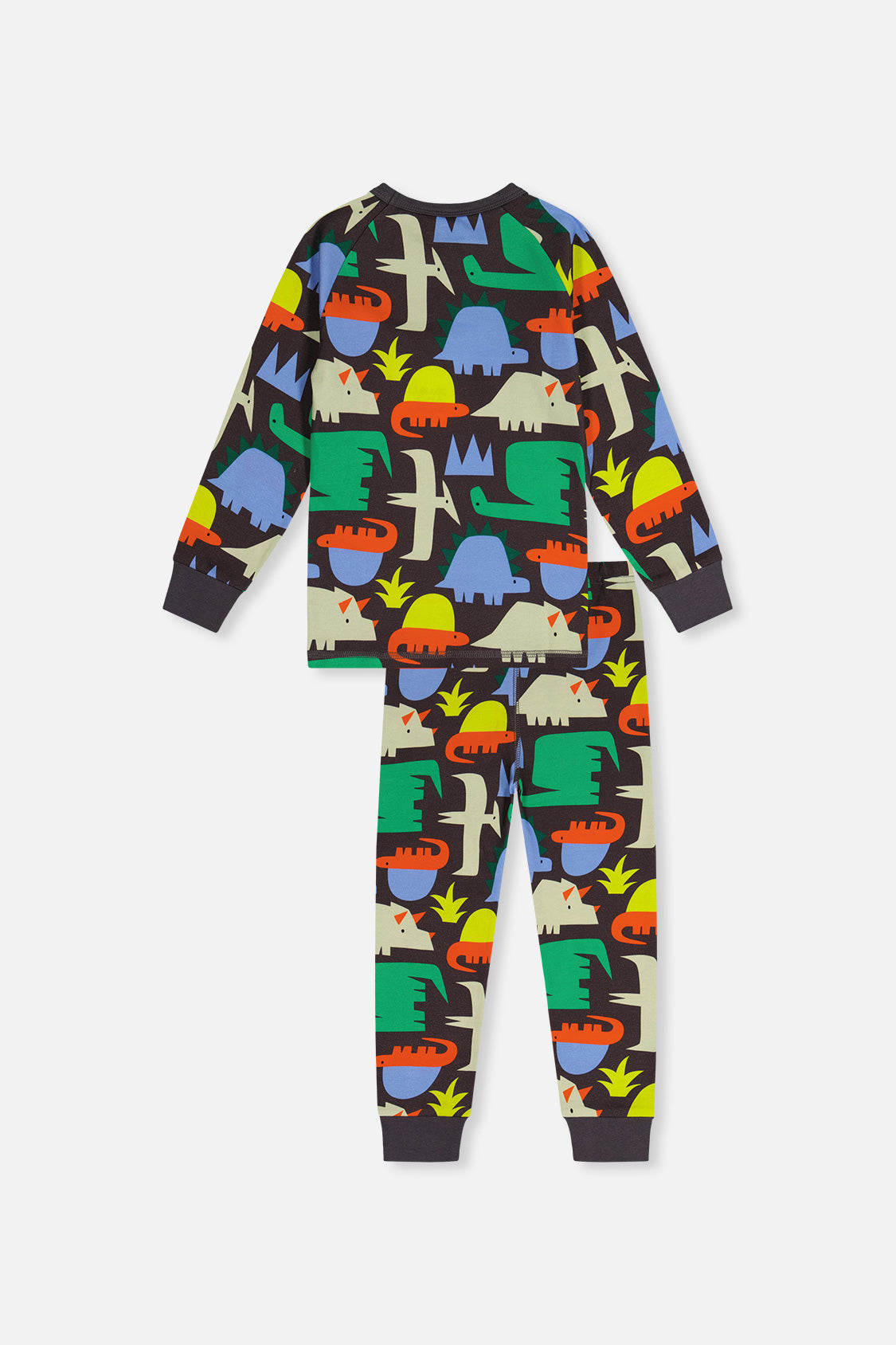 Organic Cotton Two Piece Pajama Set Black Dinosaur Print - J20PB10US_2J228