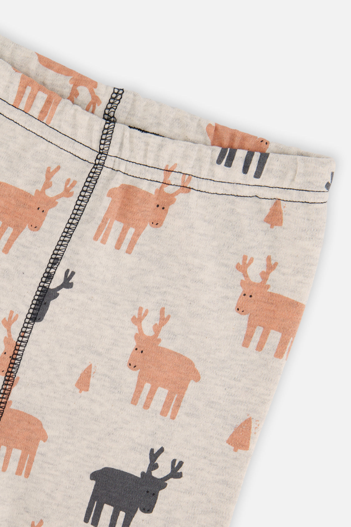 Organic Cotton Two Piece Pajama Set Beige Elk Print - J20PB10US_2J229