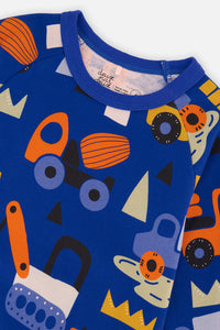 Organic Cotton Two Piece Pajama Set Blue Truck Print - J20PB10_2J225