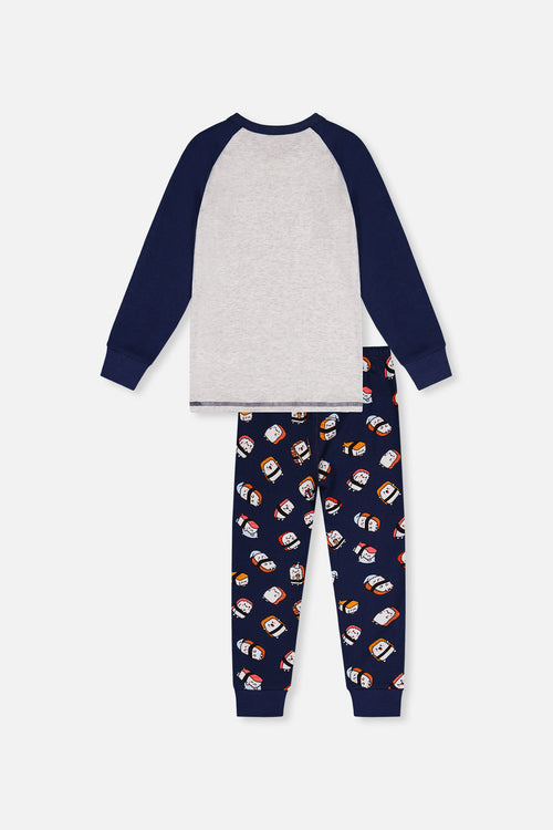 Organic Cotton Two Piece Pajama Set Blue Sushi Print - J20PB10_2J227