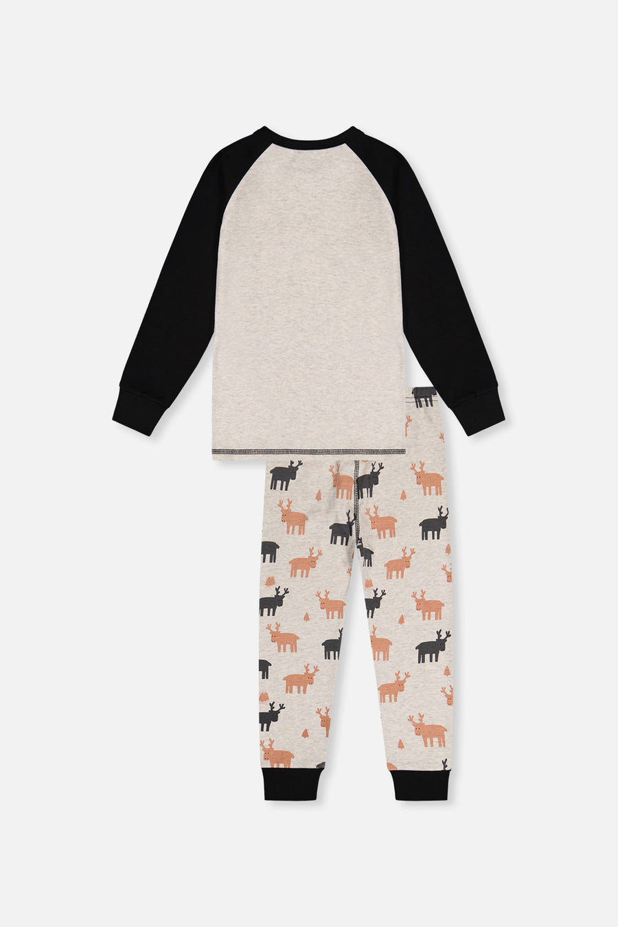 Organic Cotton Two Piece Pajama Set Beige Elk Print - J20PB10_2J229