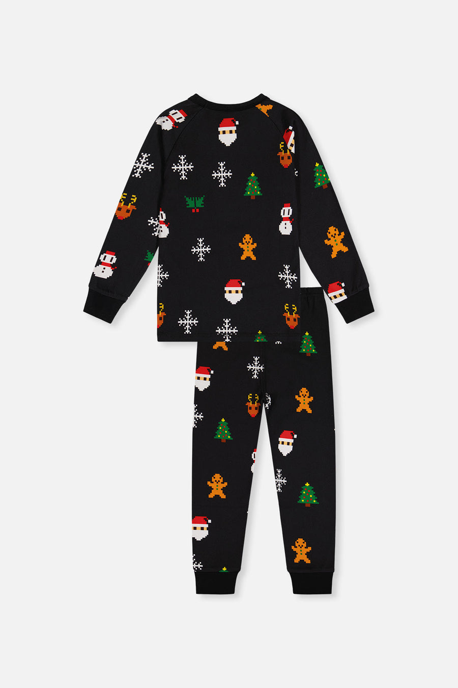 Organic Cotton Two Piece Pajama Set Black Christmas Pixel Print - J20PB10_2J232