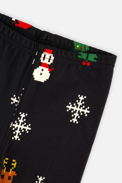 Organic Cotton Two Piece Pajama Set Black Christmas Pixel Print - J20PB10_2J232