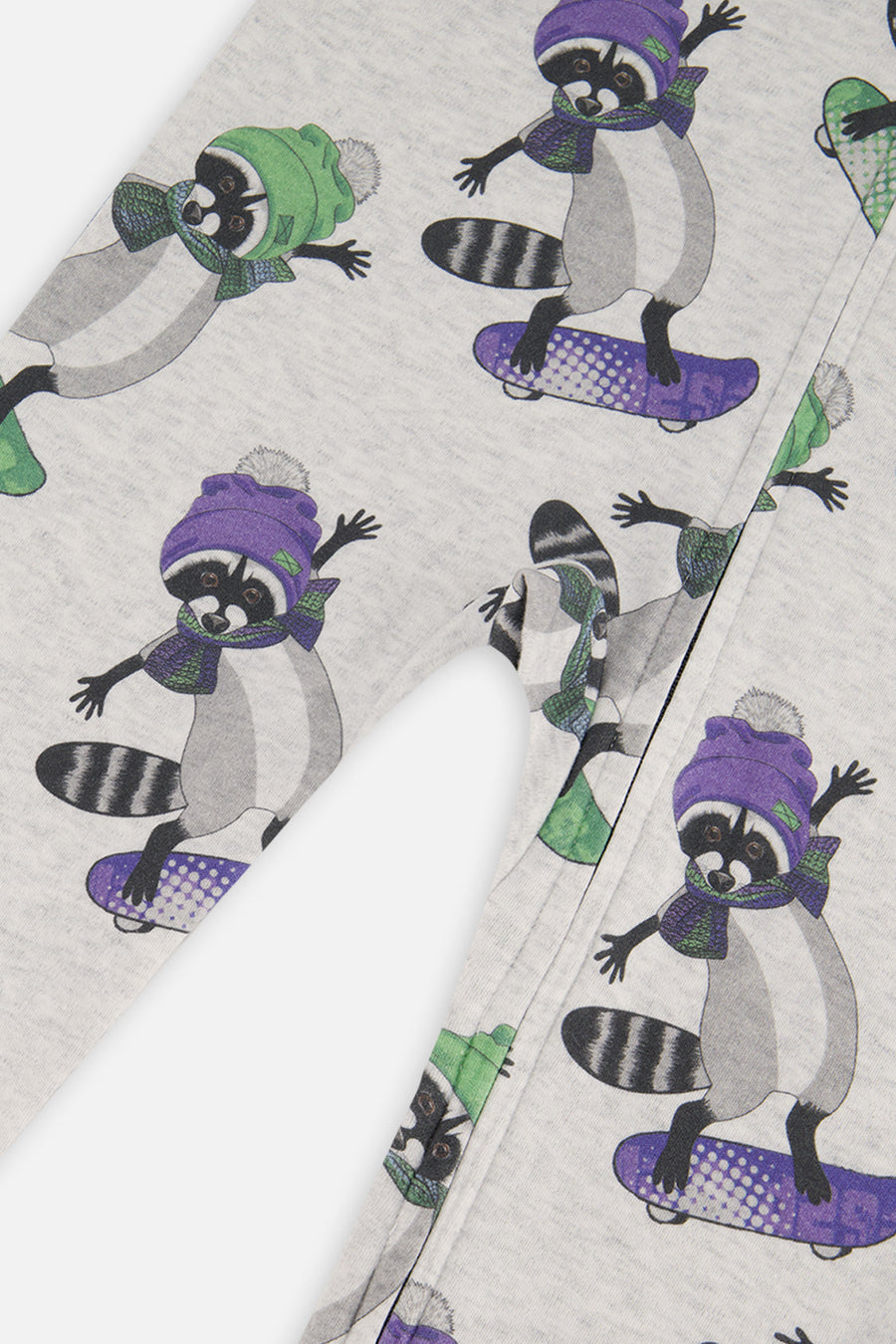 Organic Cotton One Piece Pajama Beige Raccoon Print - J20PB40BUS_2J230
