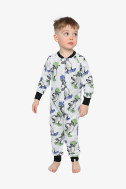 Organic Cotton One Piece Pajama Beige Raccoon Print - J20PB40_2J230
