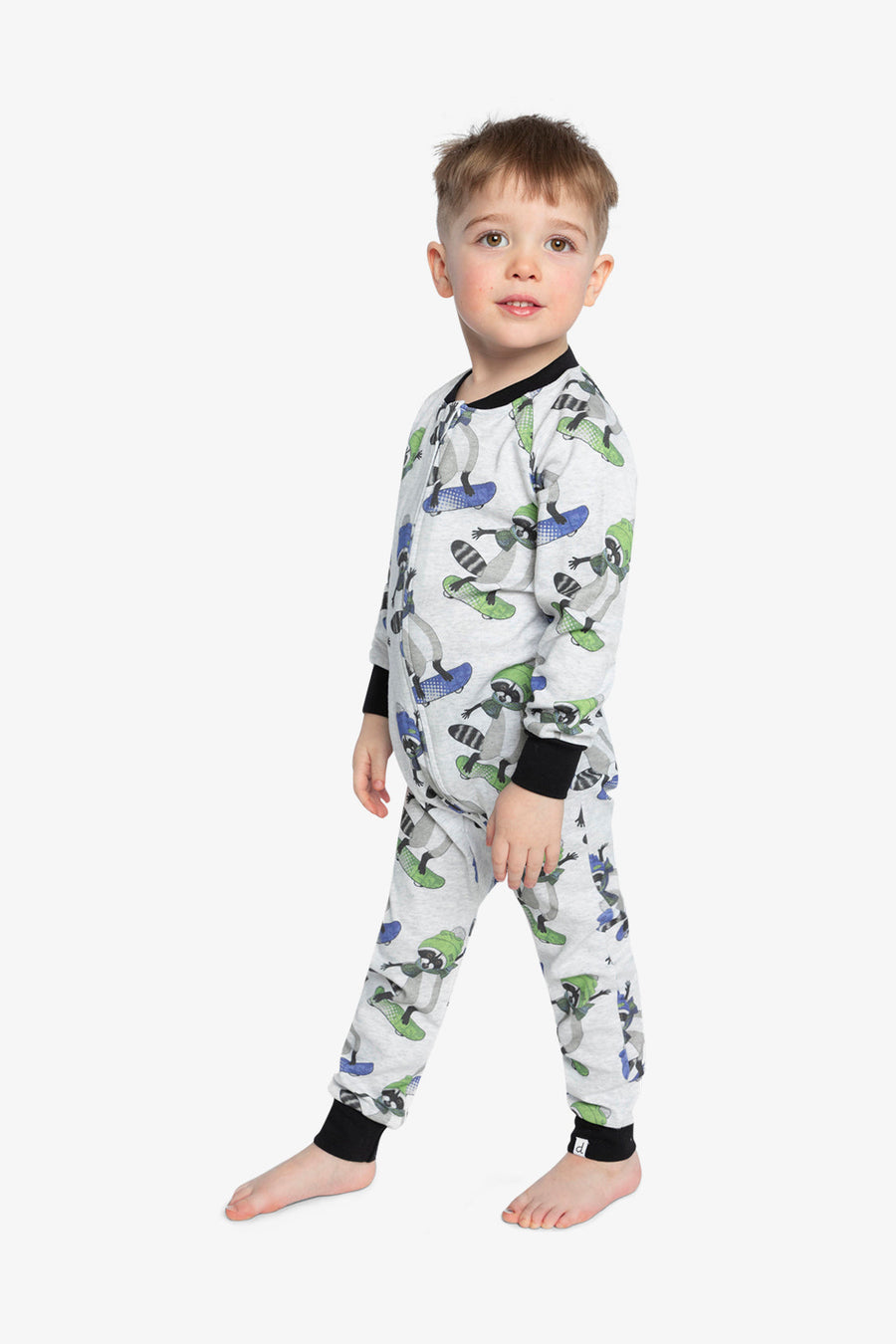 Organic Cotton One Piece Pajama Beige Raccoon Print - J20PB40_2J230