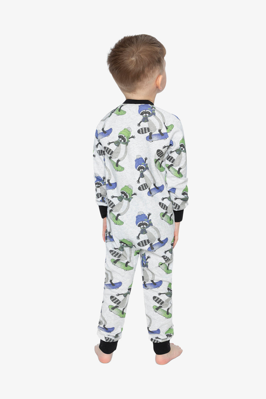 Organic Cotton One Piece Pajama Beige Raccoon Print - J20PB40_2J230