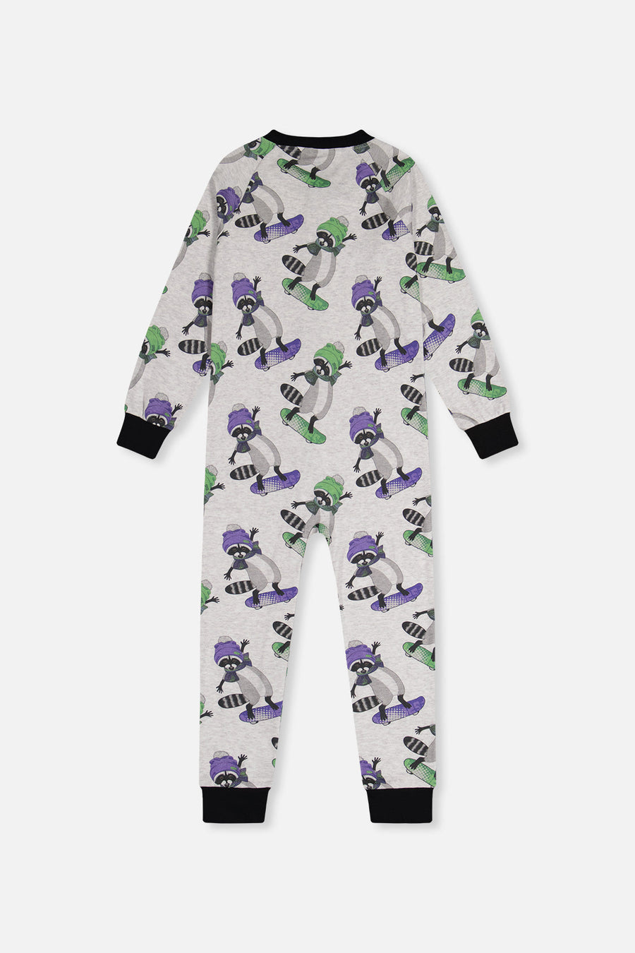 Organic Cotton One Piece Pajama Beige Raccoon Print - J20PB40_2J230
