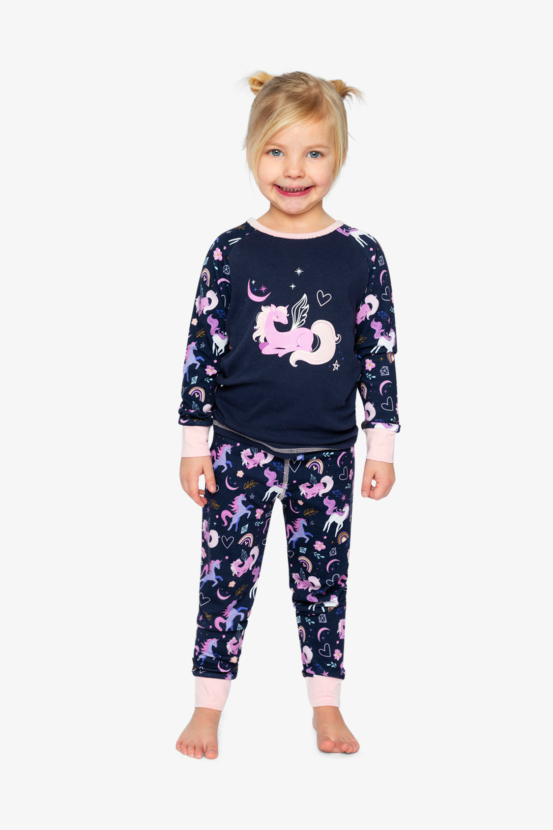 Organic Cotton Two Piece Pajama Set Purple Unicorn Print - J20PG10US_2J217