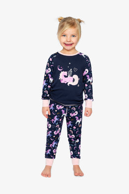Organic Cotton Two Piece Pajama Set Purple Unicorn Print - J20PG10US_2J217