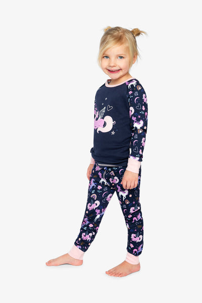 Organic Cotton Two Piece Pajama Set Purple Unicorn Print - J20PG10US_2J217