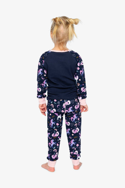 Organic Cotton Two Piece Pajama Set Purple Unicorn Print - J20PG10US_2J217