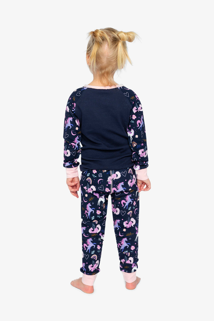 Organic Cotton Two Piece Pajama Set Purple Unicorn Print - J20PG10US_2J217