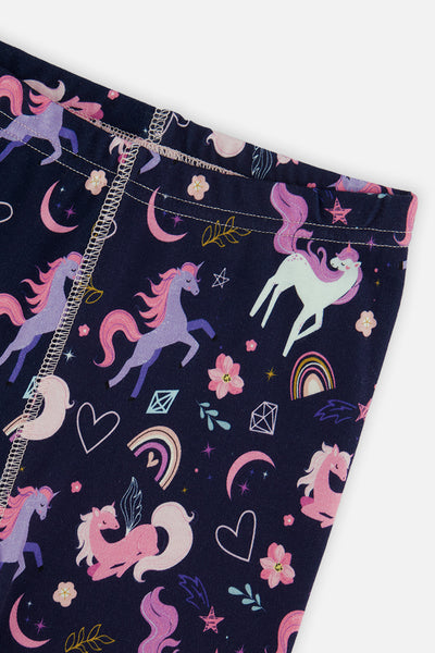 Pyjama deux pièces en coton biologique violet imprimé licornes