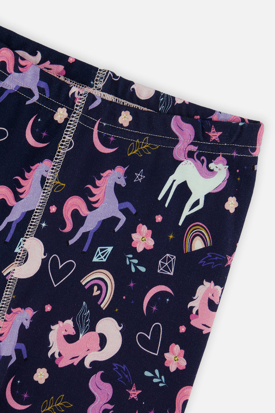 Pyjama deux pièces en coton biologique violet imprimé licornes