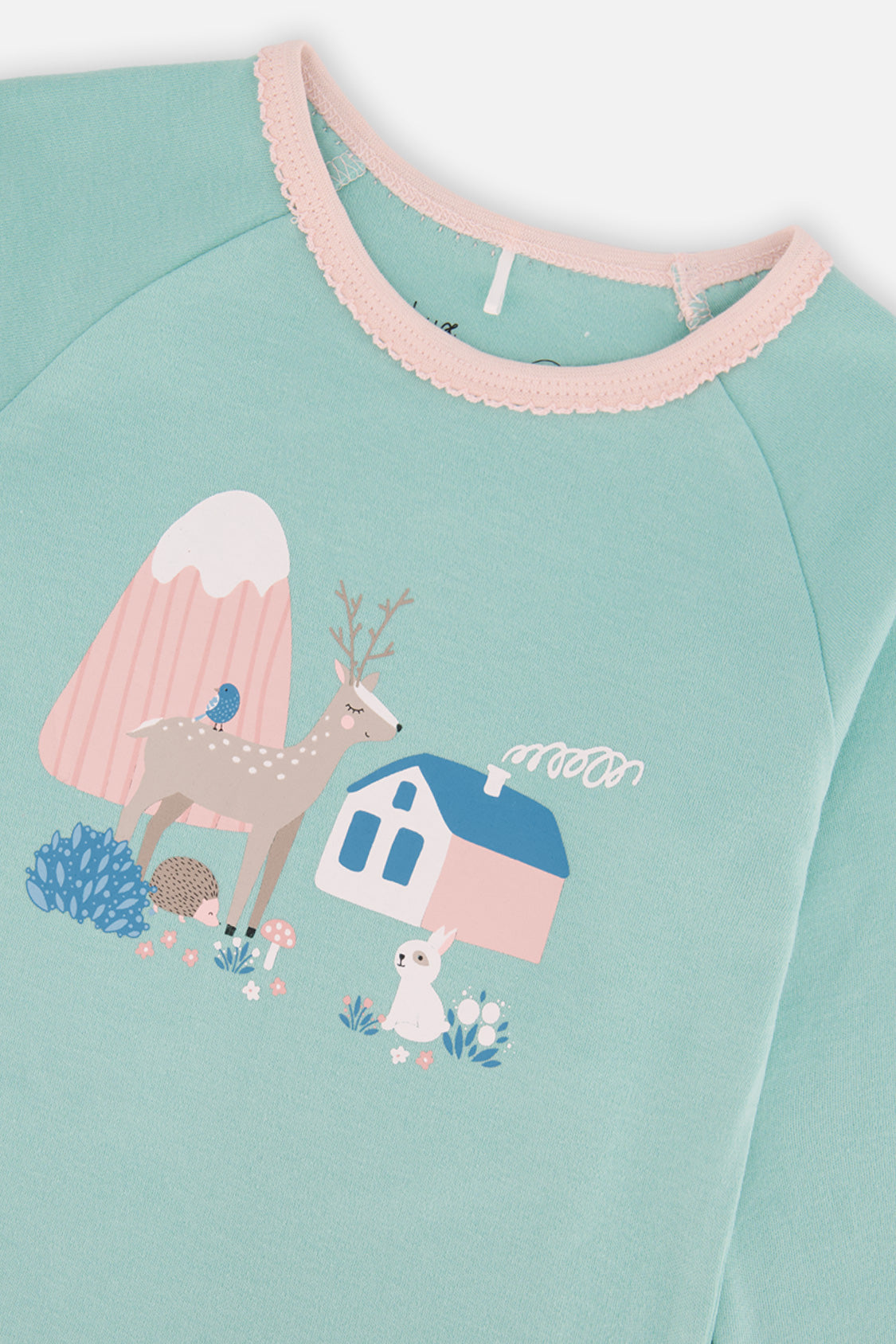 Organic Cotton Two Piece Pajama Set Blue House Print - J20PG10US_2J218