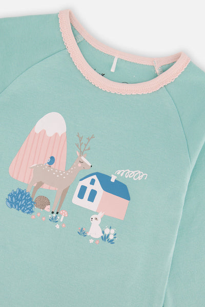 Organic Cotton Two Piece Pajama Set Blue House Print - J20PG10US_2J218