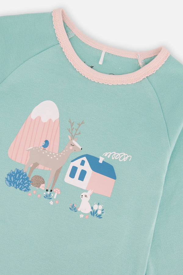 Organic Cotton Two Piece Pajama Set Blue House Print - J20PG10US_2J218