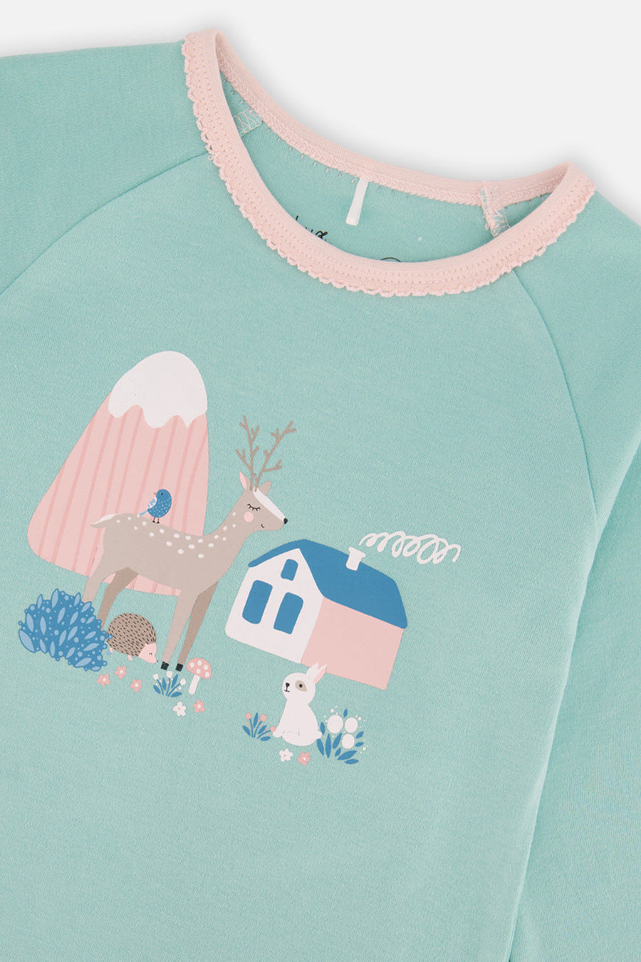 Organic Cotton Two Piece Pajama Set Blue House Print - J20PG10US_2J218