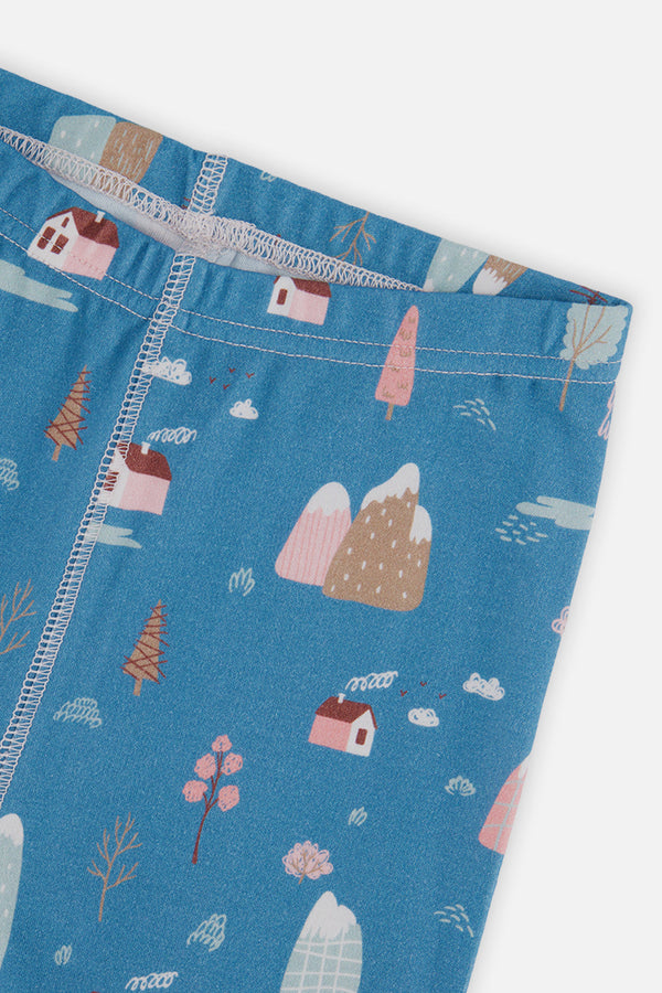Organic Cotton Two Piece Pajama Set Blue House Print - J20PG10US_2J218