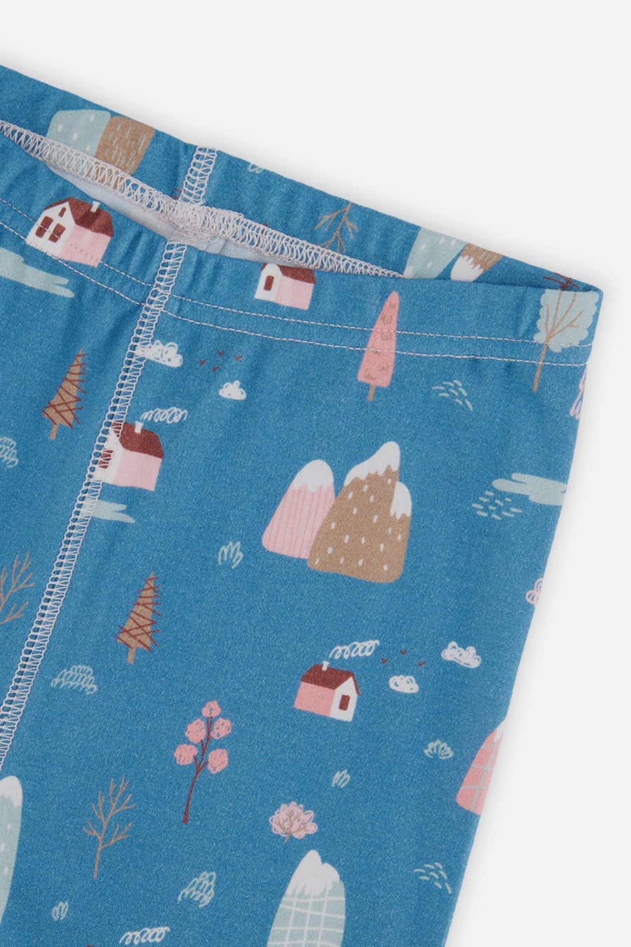 Organic Cotton Two Piece Pajama Set Blue House Print - J20PG10US_2J218